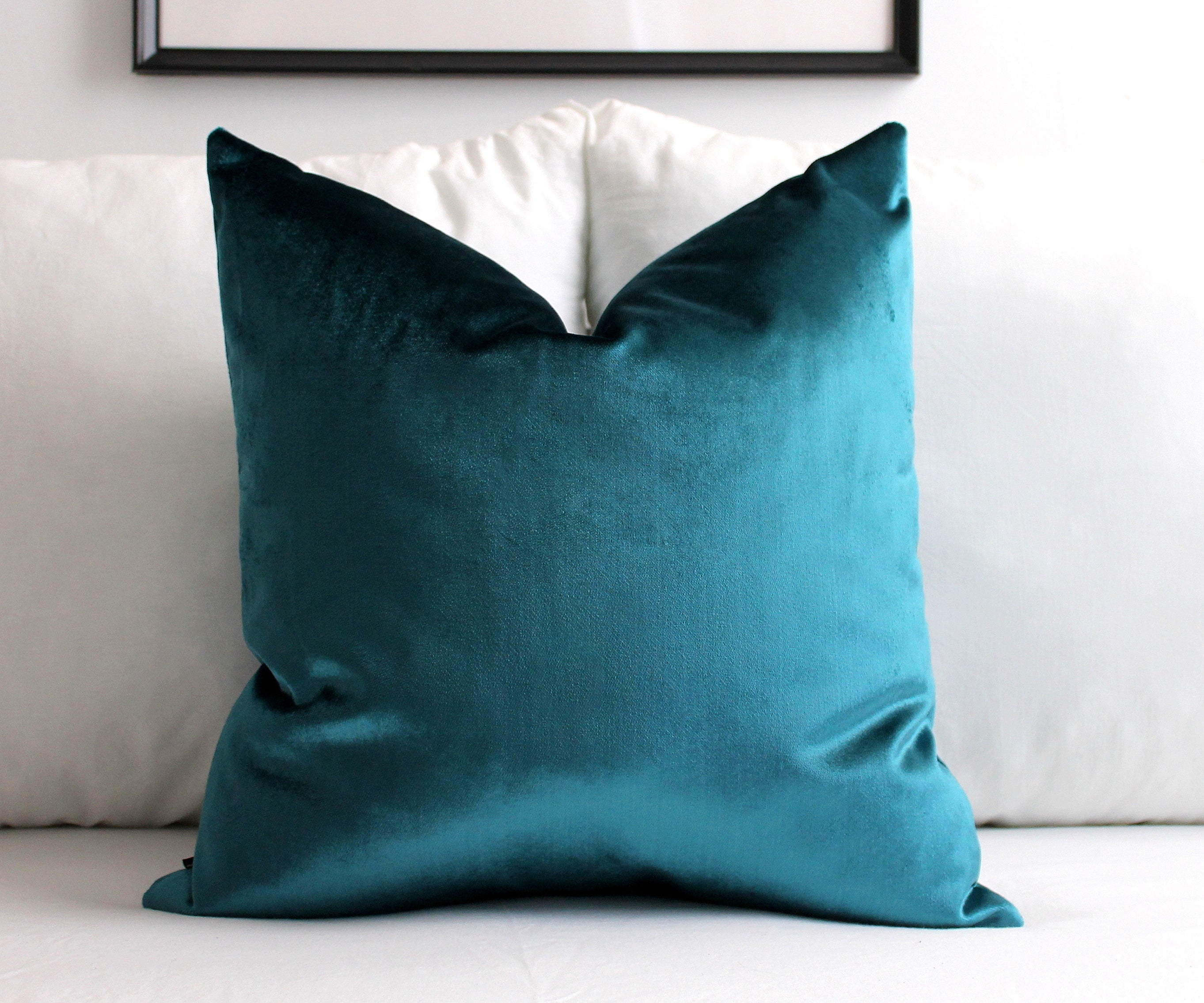 Dark Teal Premium Velvet Throw Pillow Cover SNdsigns