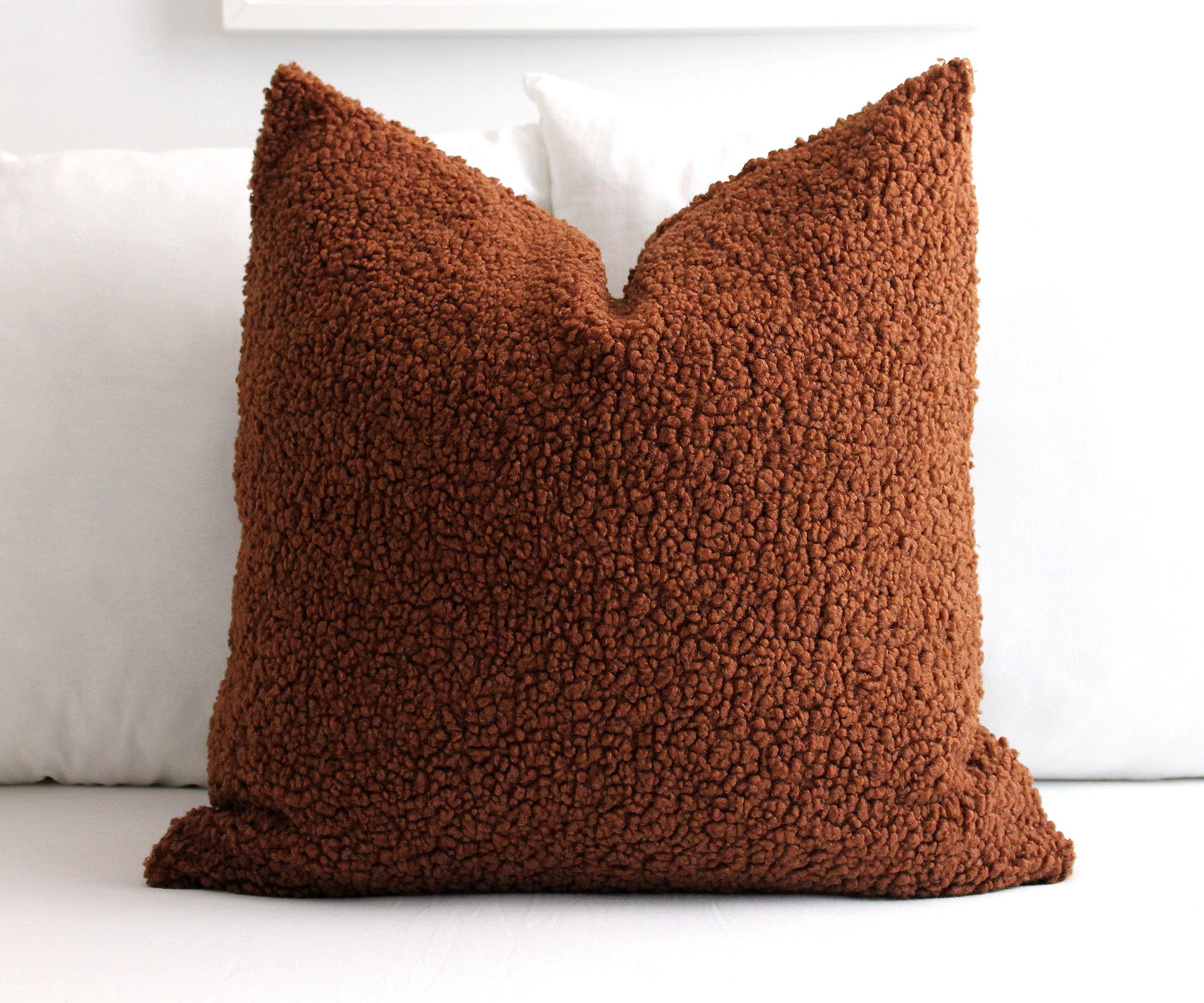 Light Brown Cozy Teddy Boucle Throw Pillow Cover