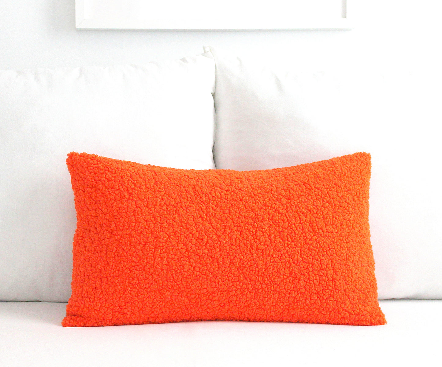 Bright Orange Cozy Teddy Boucle Throw Pillow Cover