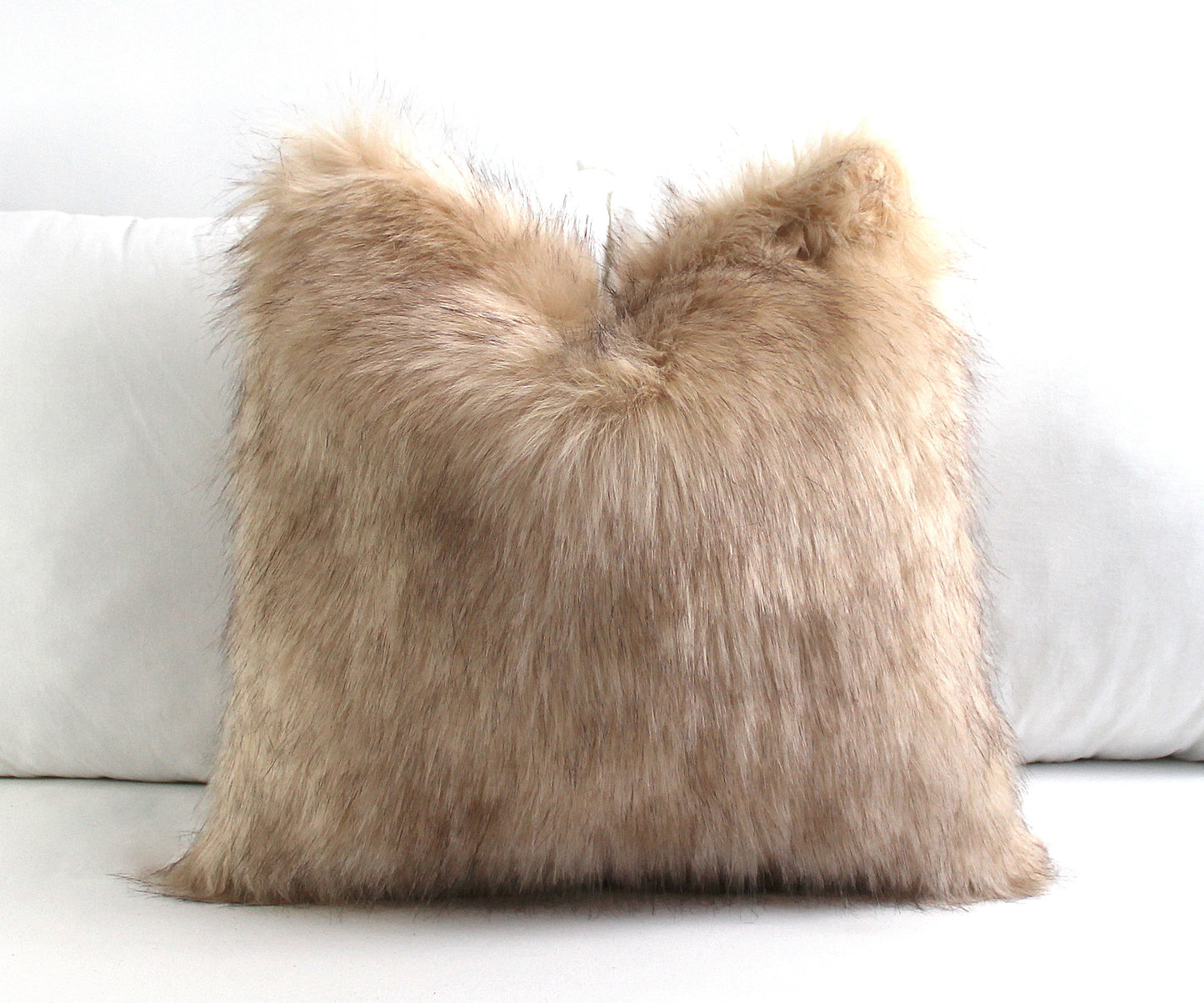 Golden Island Fox Faux Fur Pillow Cover - Custom Backing Color