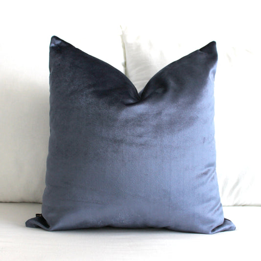 Denim Blue Premium Velvet Throw Pillow Cover