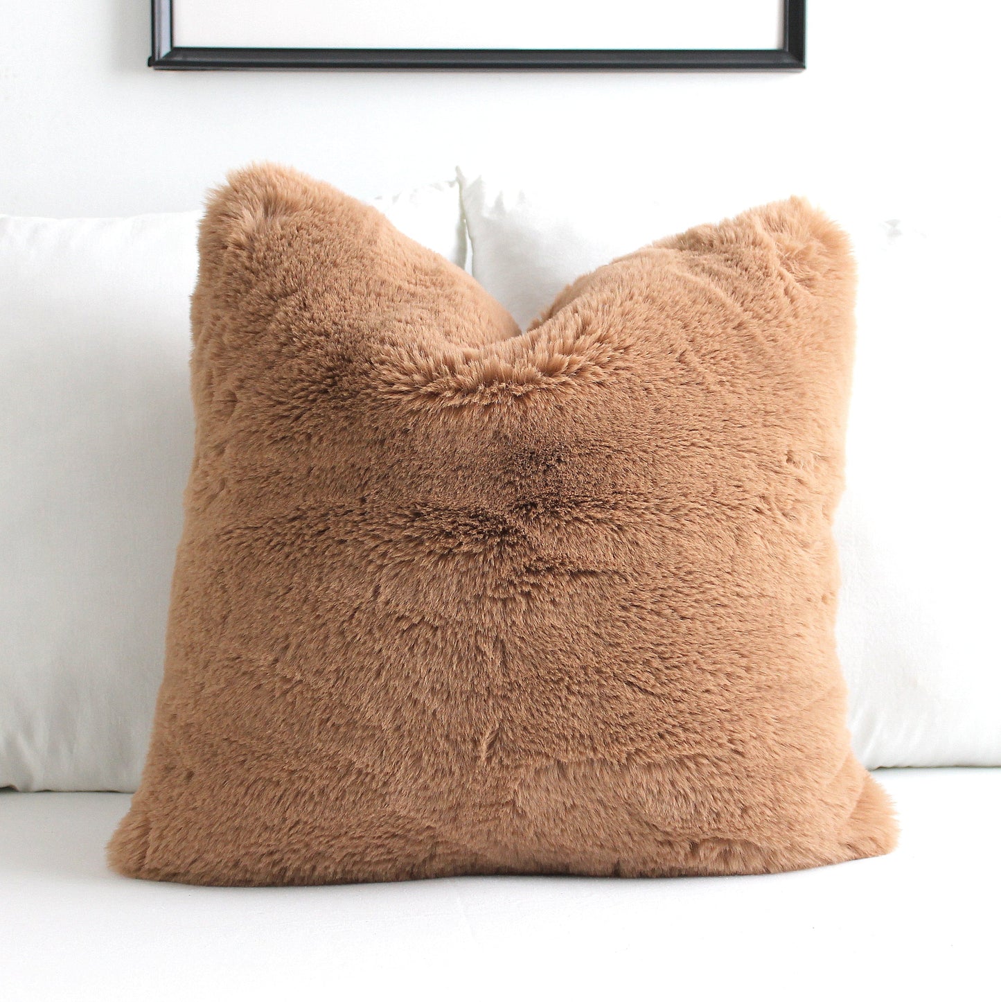 Luxurious Puffy Faux Fur Pillow Cover - Cream