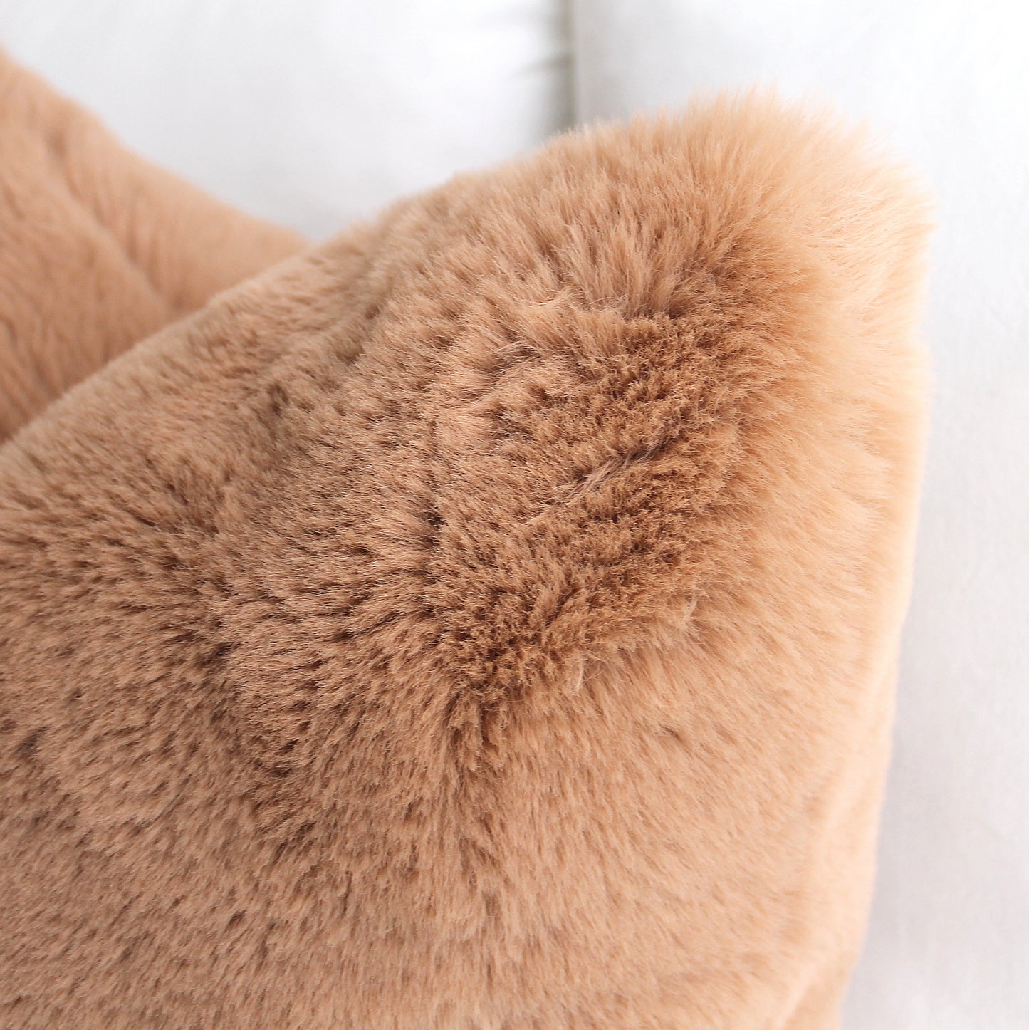 Luxurious Puffy Faux Fur Pillow Cover - Teddy Brown