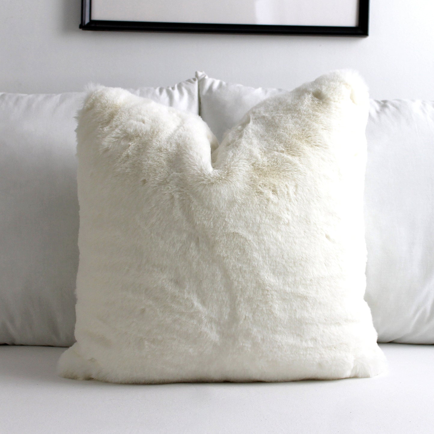 Luxurious Puffy Faux Fur Pillow Cover - Cream