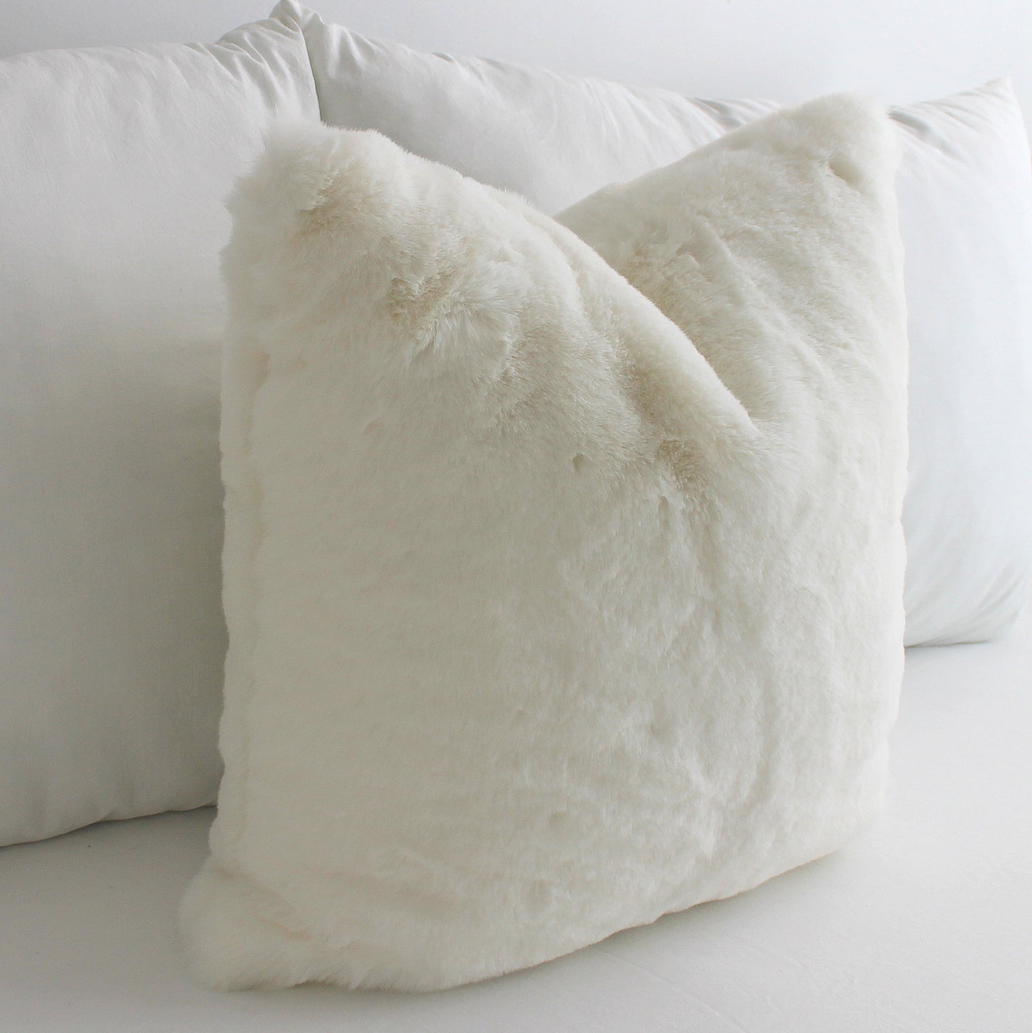 Luxurious Puffy Faux Fur Pillow Cover - Cream