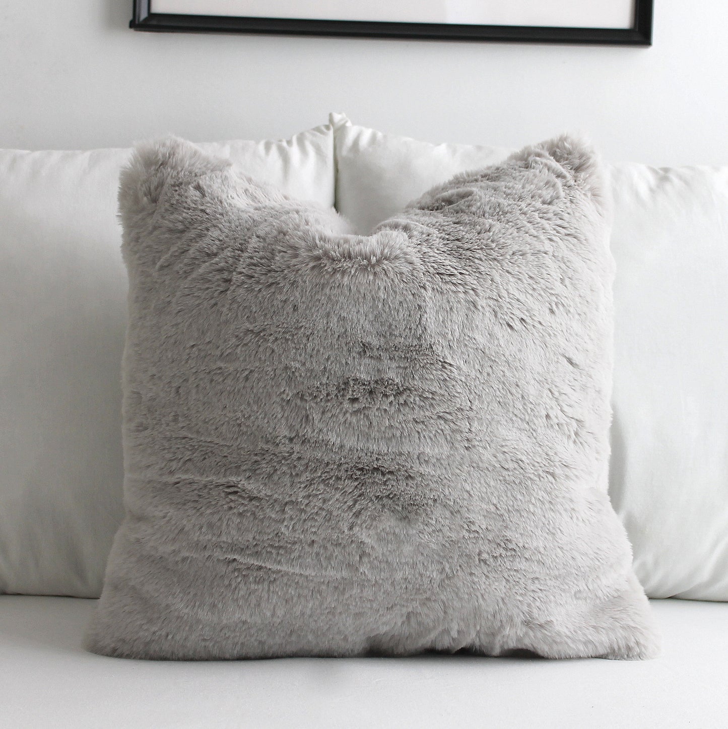 Luxurious Puffy Faux Fur Pillow Cover - Light Taupe