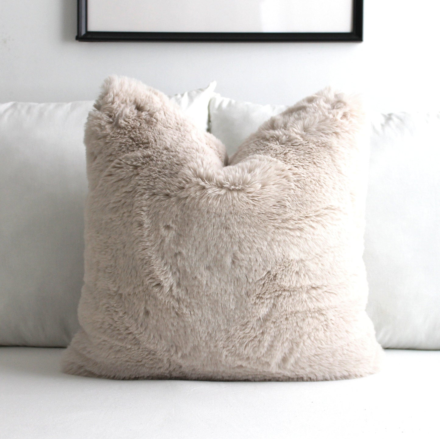 Luxurious Puffy Faux Fur Pillow Cover - Cream