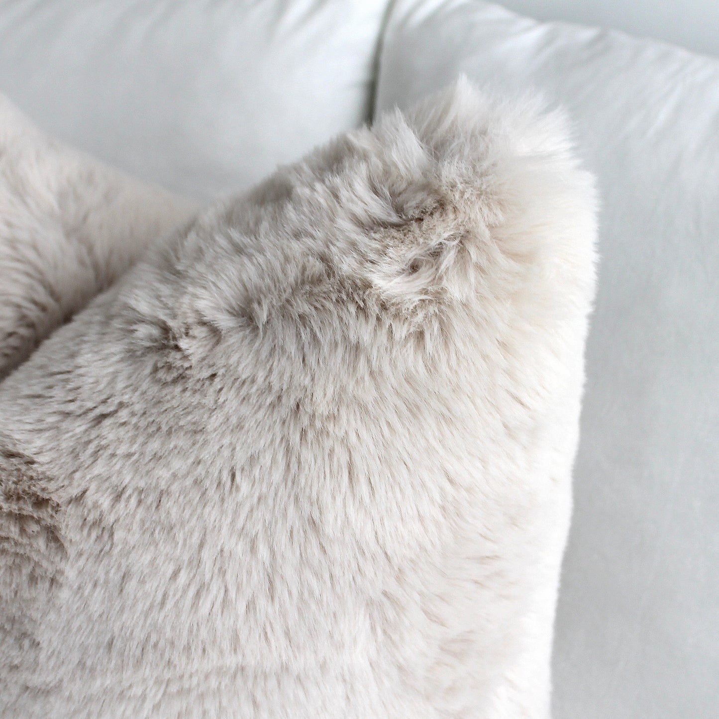 Luxurious Puffy Faux Fur Pillow Cover - Light Taupe