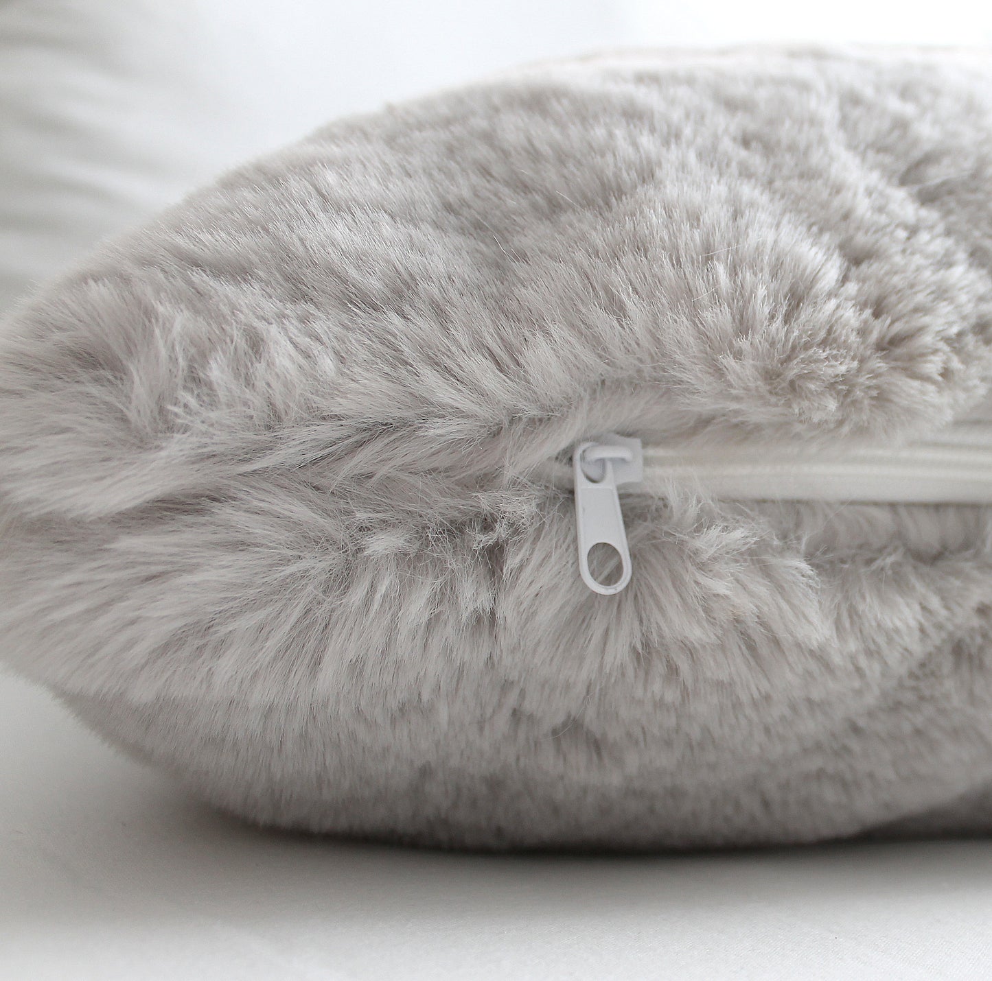 Luxurious Puffy Faux Fur Pillow Cover - Light Grey