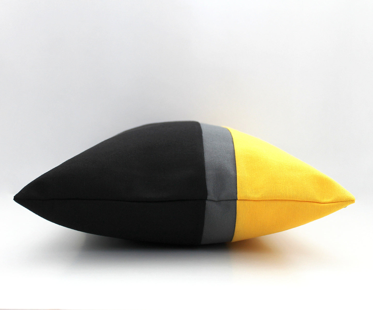 Black and Charcoal Blue and Yellow Color Block Pillow Cover