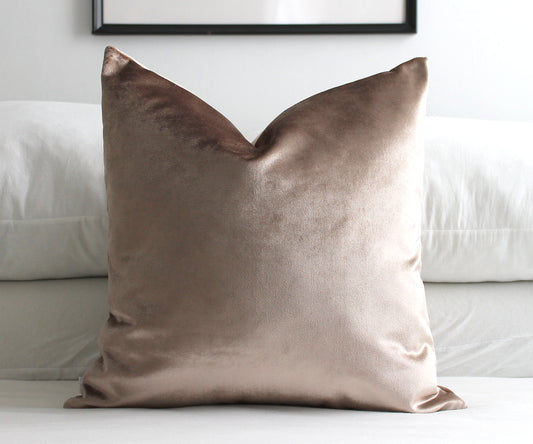 Latte Premium Velvet Throw Pillow Cover