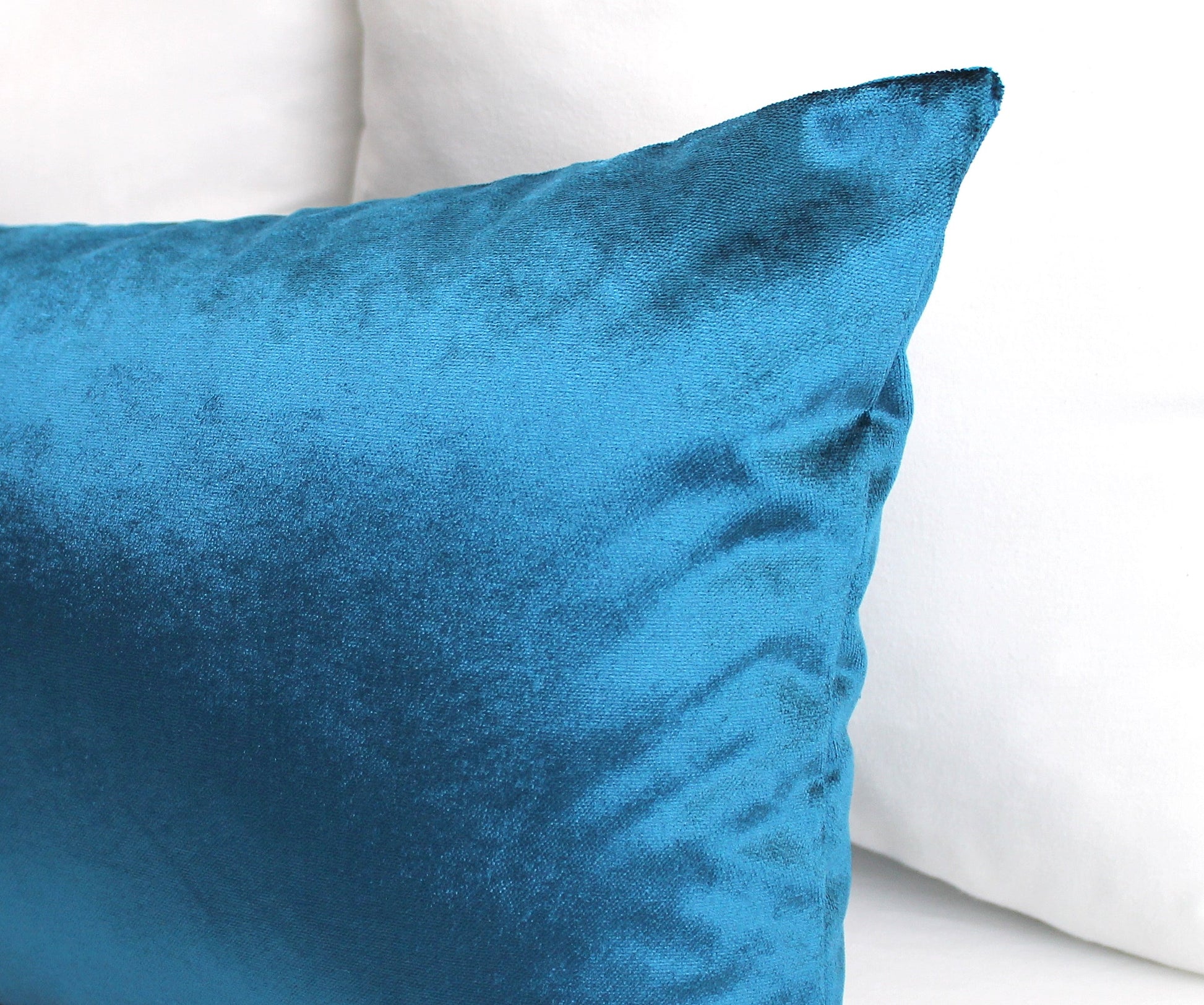 Extra Long Peacock Blue Velvet Lumbar Pillow Cover - All Sizes, bedroom decor, high end, luxury