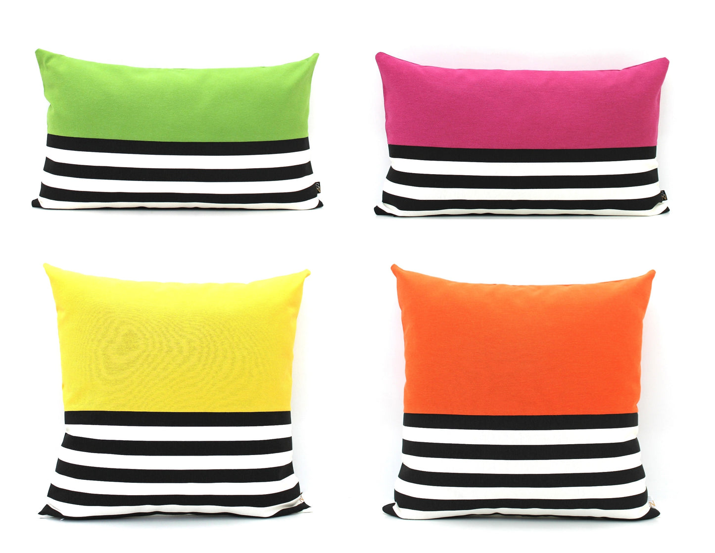 Fuchsia Pink, Black and White Colorblock Pillow Cover