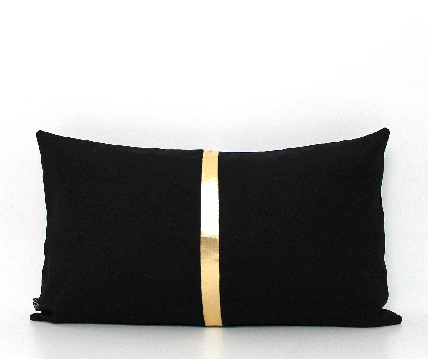 Black and Copper Colorblock Pillow Cover - Custom Metallic Stripe Color