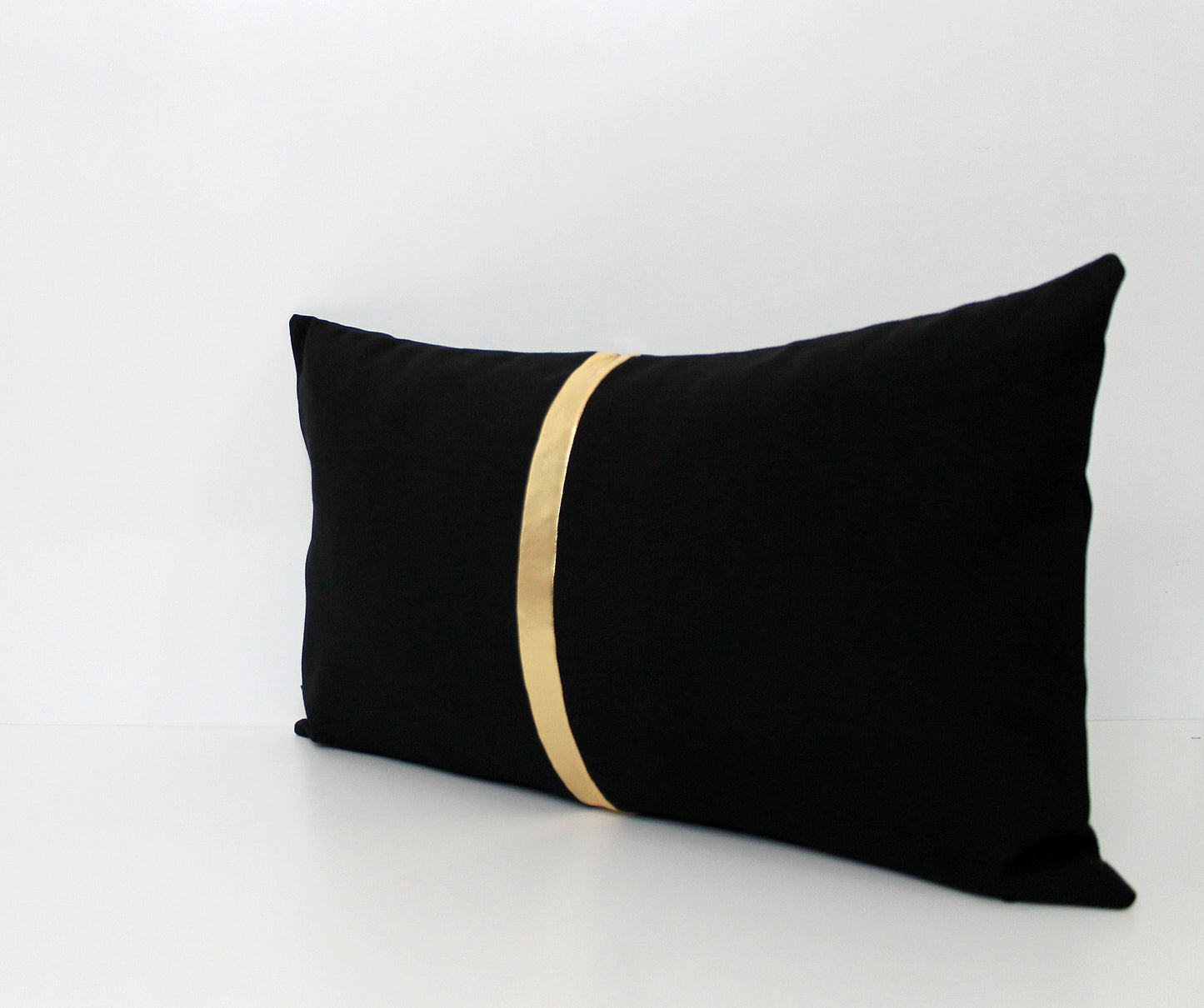 Black and Gold Colorblock Pillow Cover - Custom Metallic Stripe Color