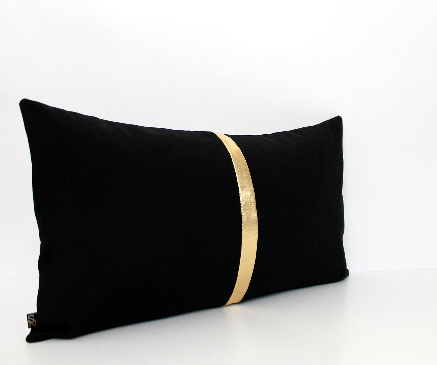 Black and Gold Colorblock Pillow Cover - Custom Metallic Stripe Color