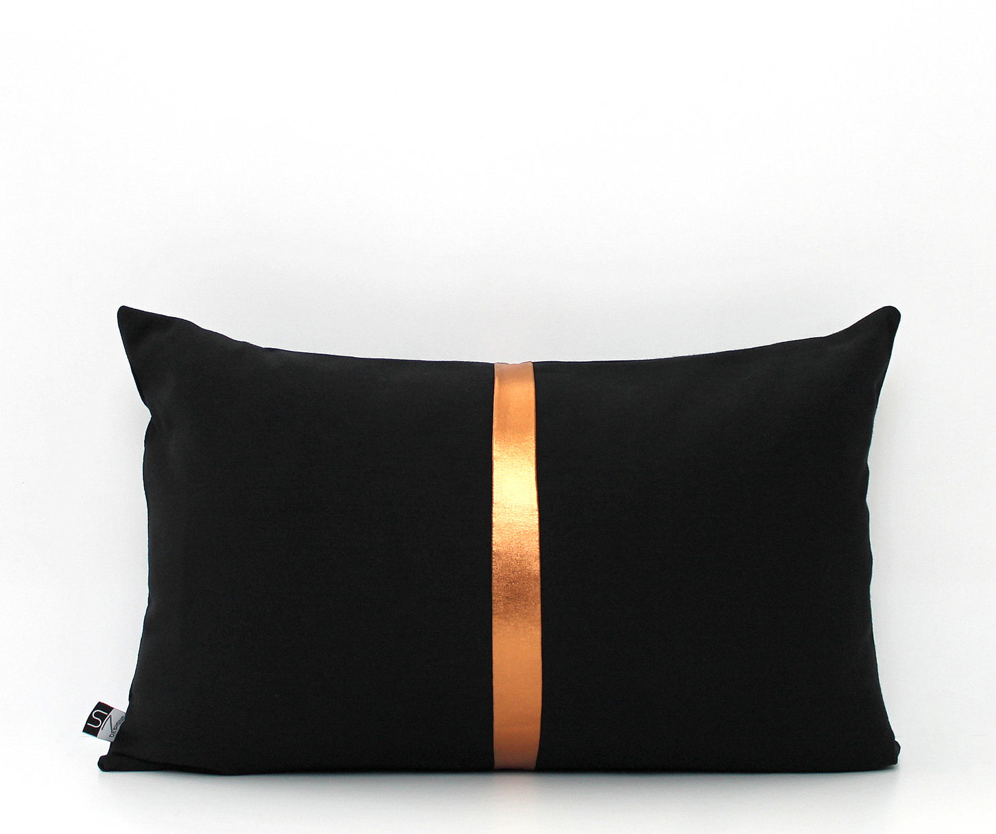 Black and Gold Colorblock Pillow Cover - Custom Metallic Stripe Color