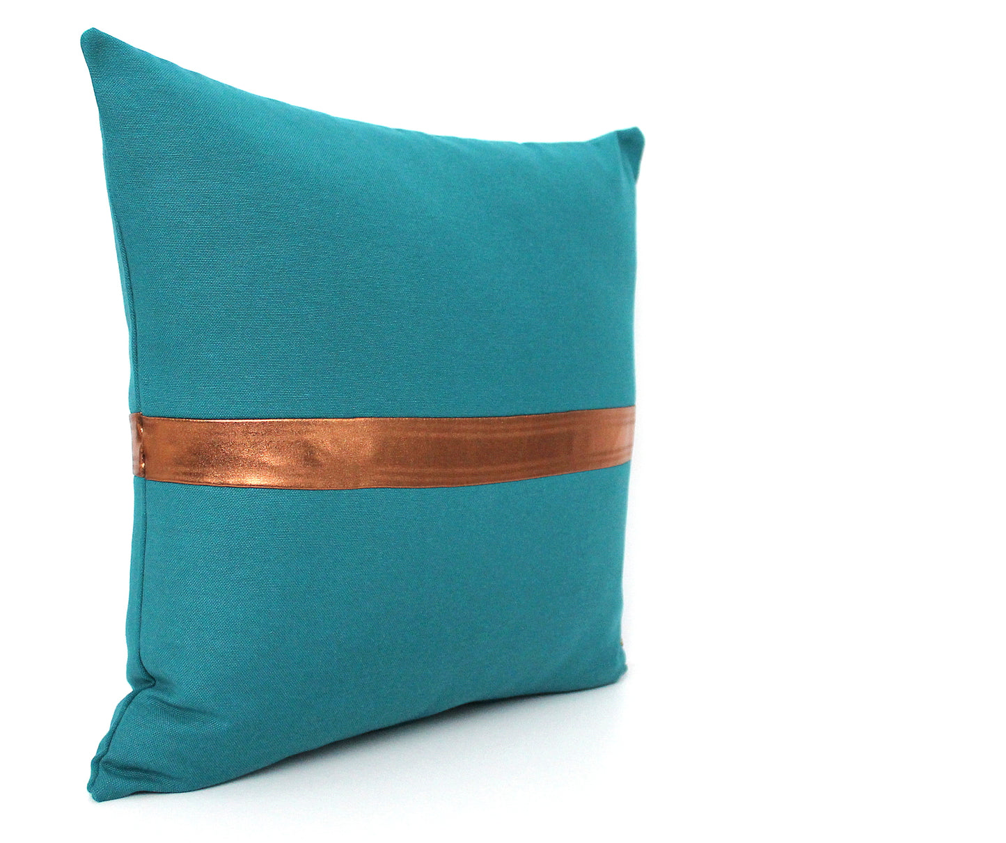 Dark Teal and Copper Colorblock Pillow Cover  - Custom Metallic Stripe Color