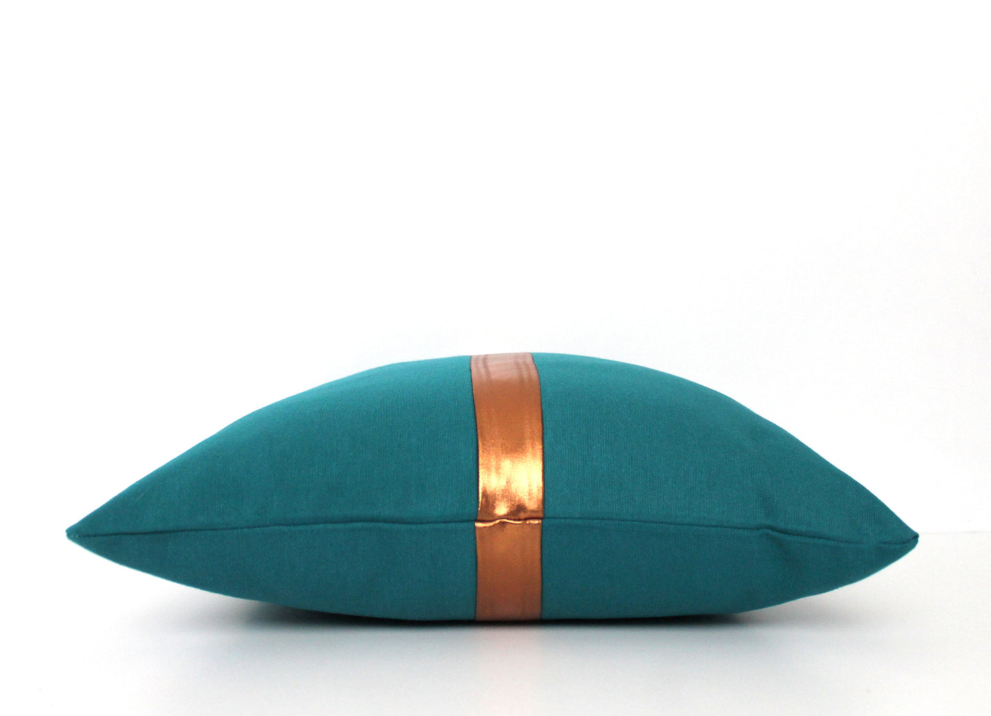 Dark Teal and Copper Colorblock Pillow Cover  - Custom Metallic Stripe Color