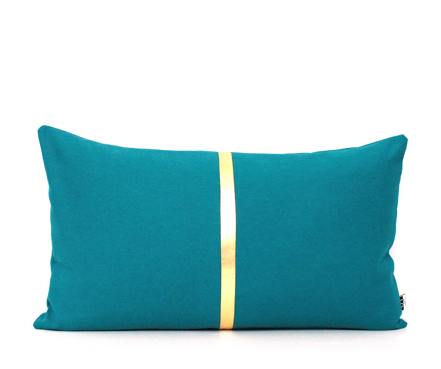 Dark Teal and Gold Colorblock Lumbar Pillow Cover - Custom Metallic Stripe Color