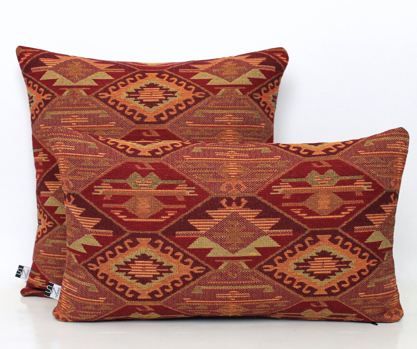 Burgundy Kilim Design Turkish Lumbar Pillow Cover