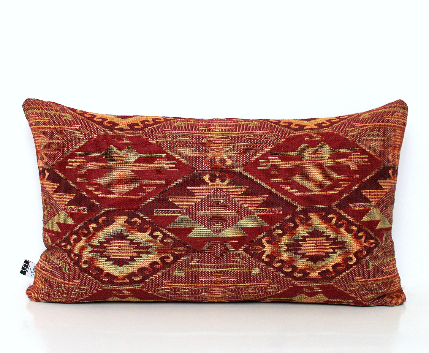 Burgundy Kilim Design Turkish Lumbar Pillow Cover