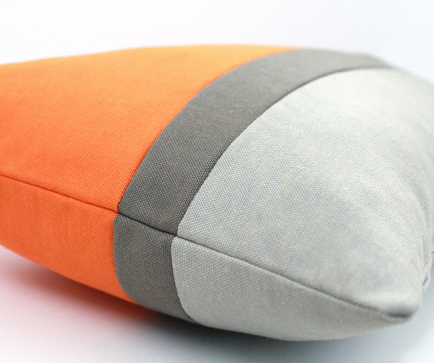 Tangerine Orange and Grey Color Bblock Lumbar Pillow Cover