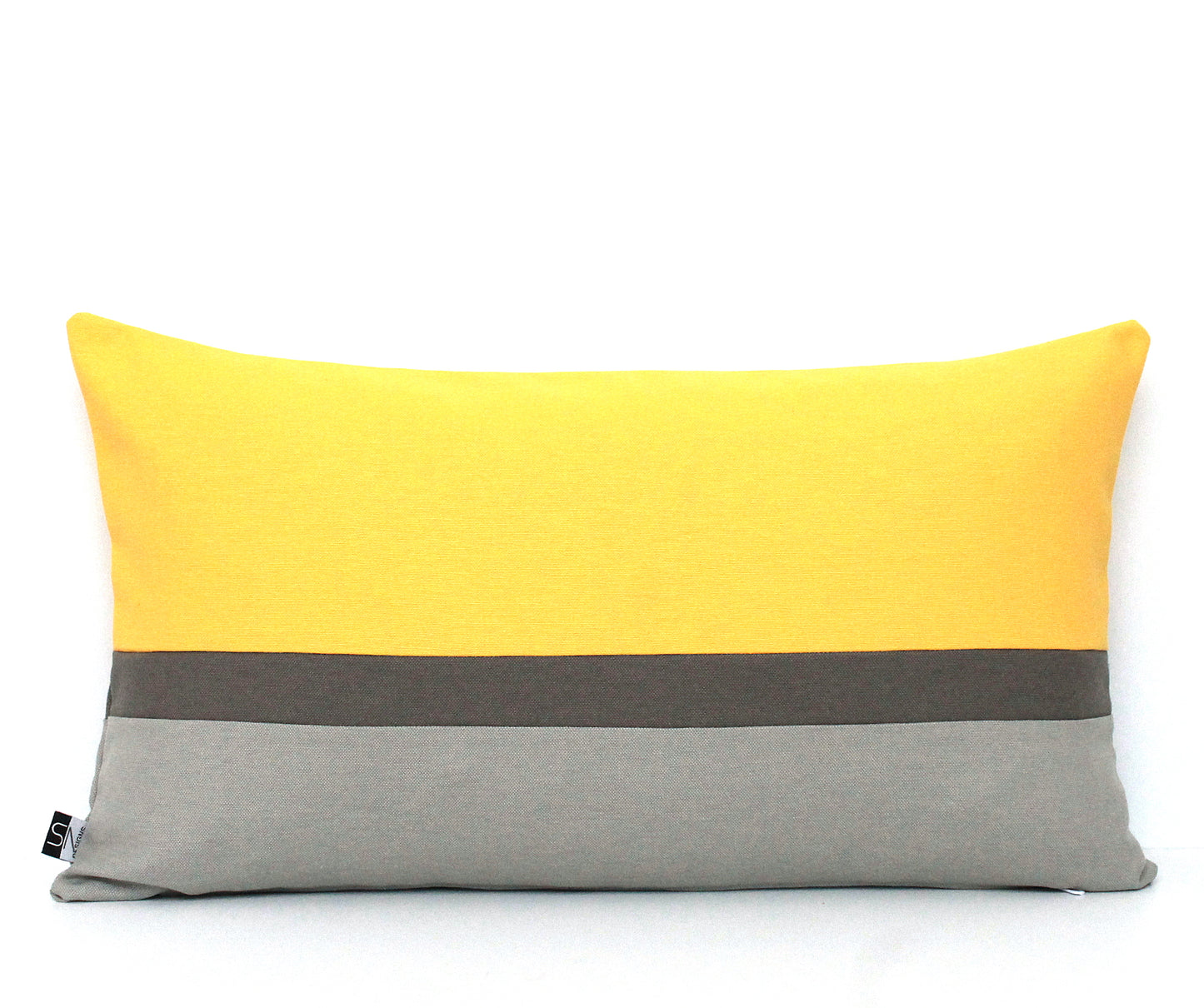 Yellow and Grey Color Block Pillow Cover