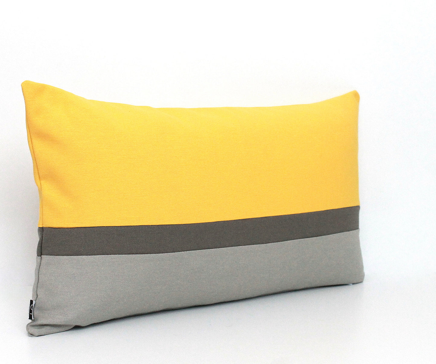 Yellow and Grey Color Block Pillow Cover