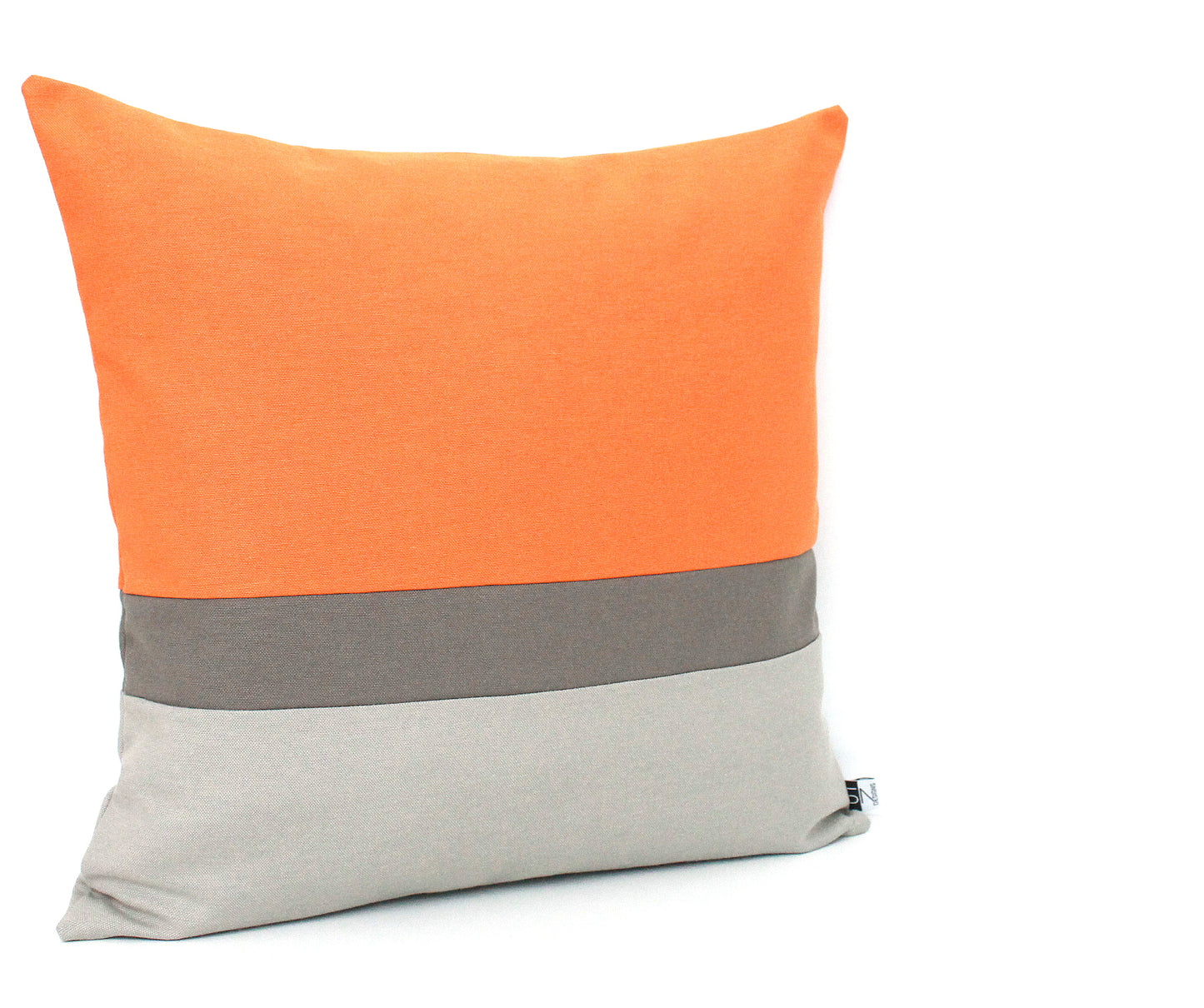 Tangerine Orange and Grey Color Bblock Lumbar Pillow Cover