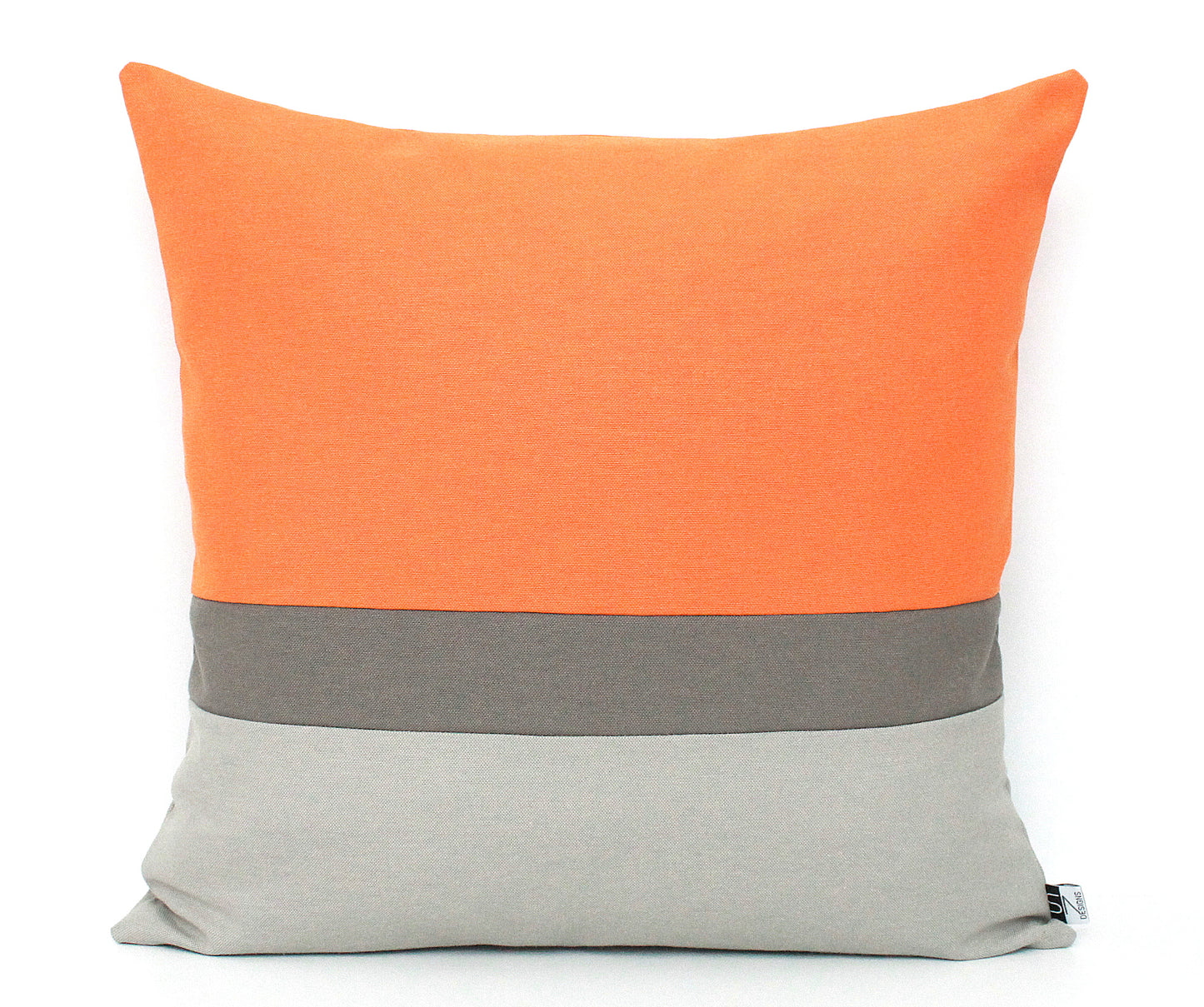 Tangerine Orange and Grey Color Bblock Lumbar Pillow Cover