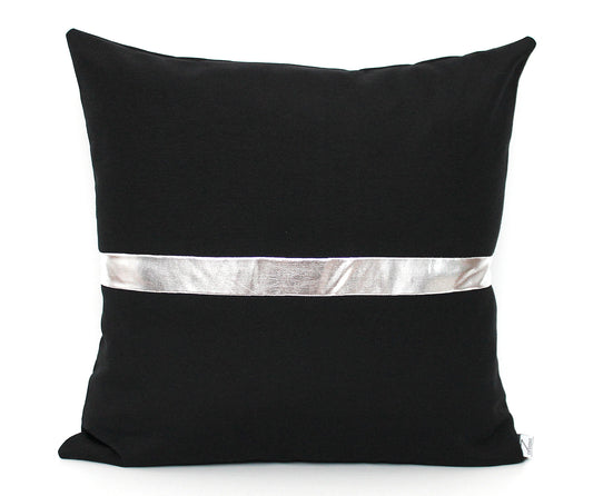 Silver and Black colorblock pillow cover