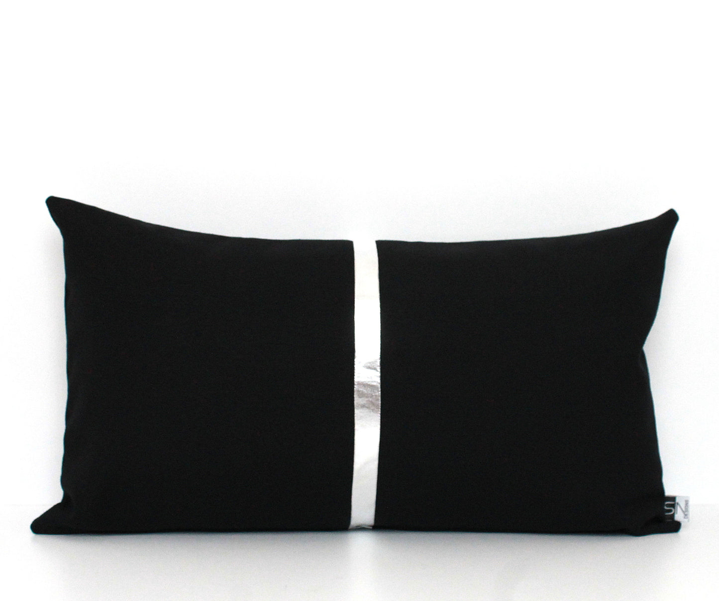 Black and Copper Colorblock Pillow Cover - Custom Metallic Stripe Color