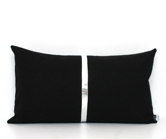 Silver and Black colorblock pillow cover