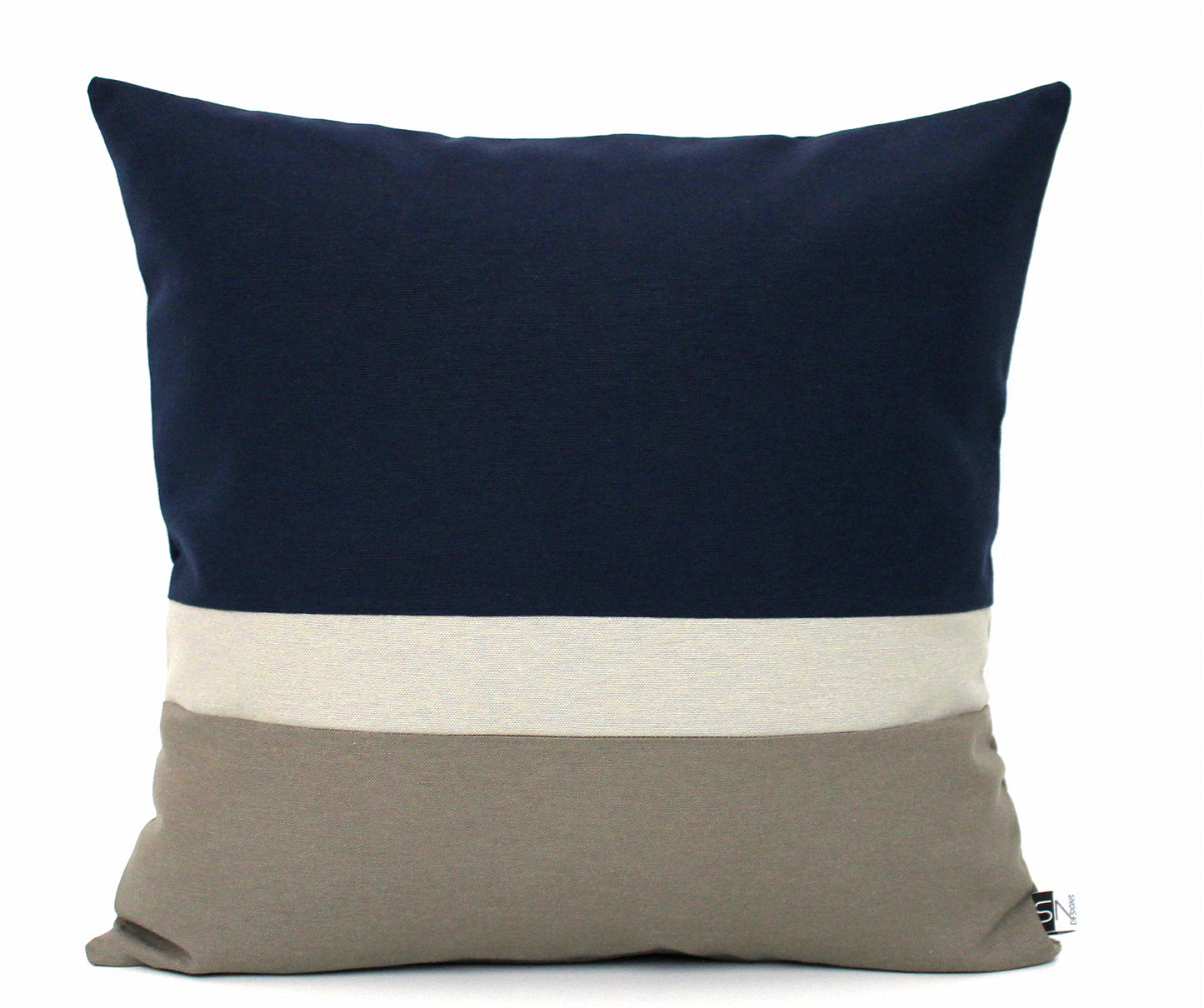 Navy Blue and Grey Color Block Pillow Cover