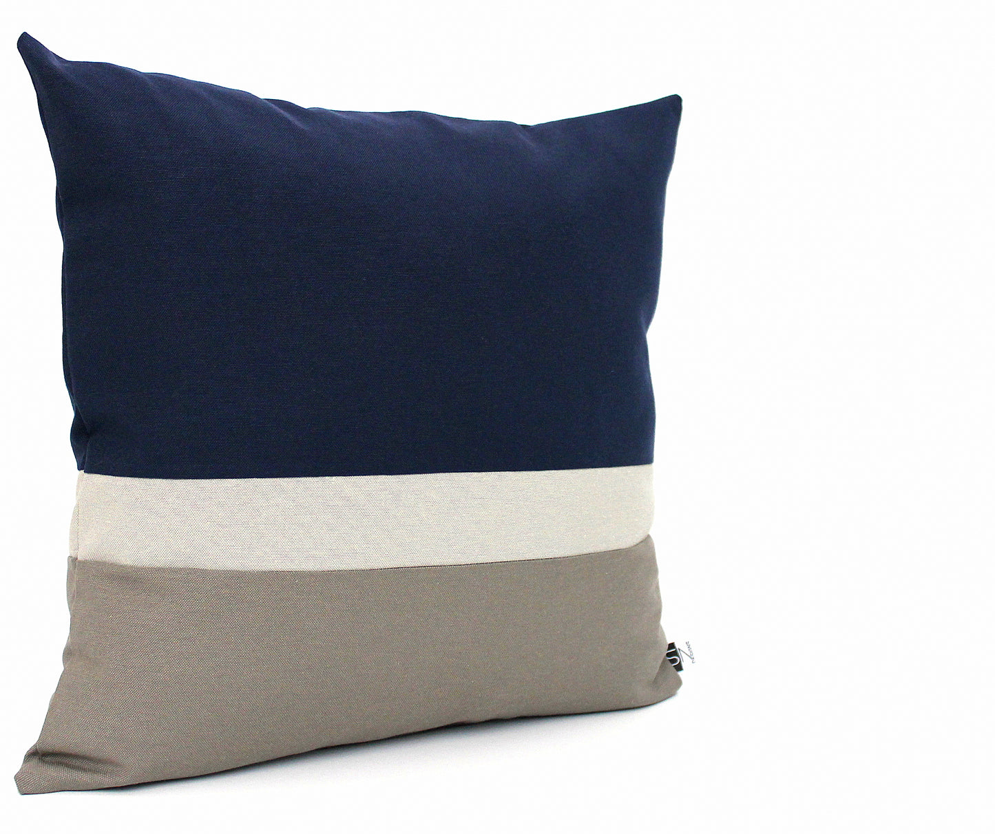 Navy Blue and Grey Color Block Pillow Cover