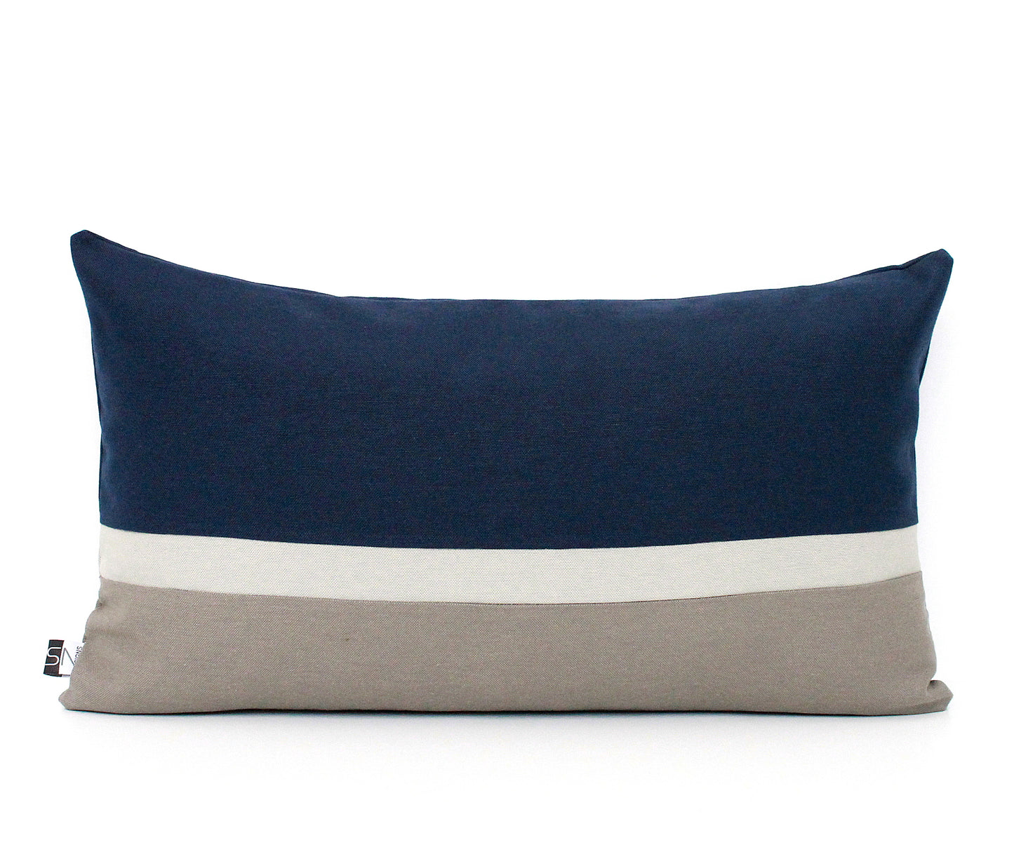 Navy Blue and Grey Color Block Pillow Cover