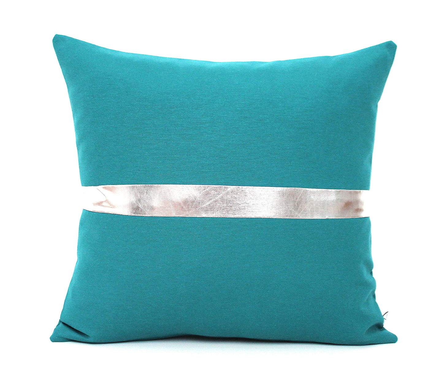 Dark Teal and Silver Colorblock Pillow Cover - Custom Metallic Stripe Color