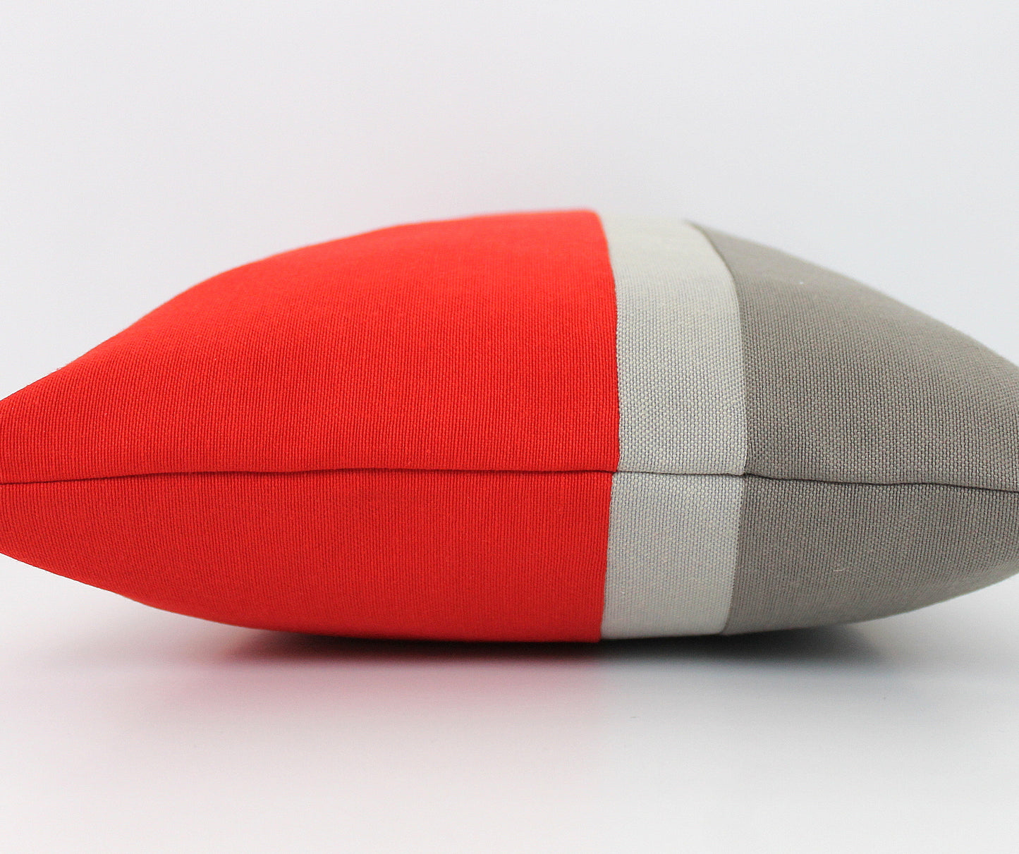 Red and Grey Color Block Lumbar Pillow Cover