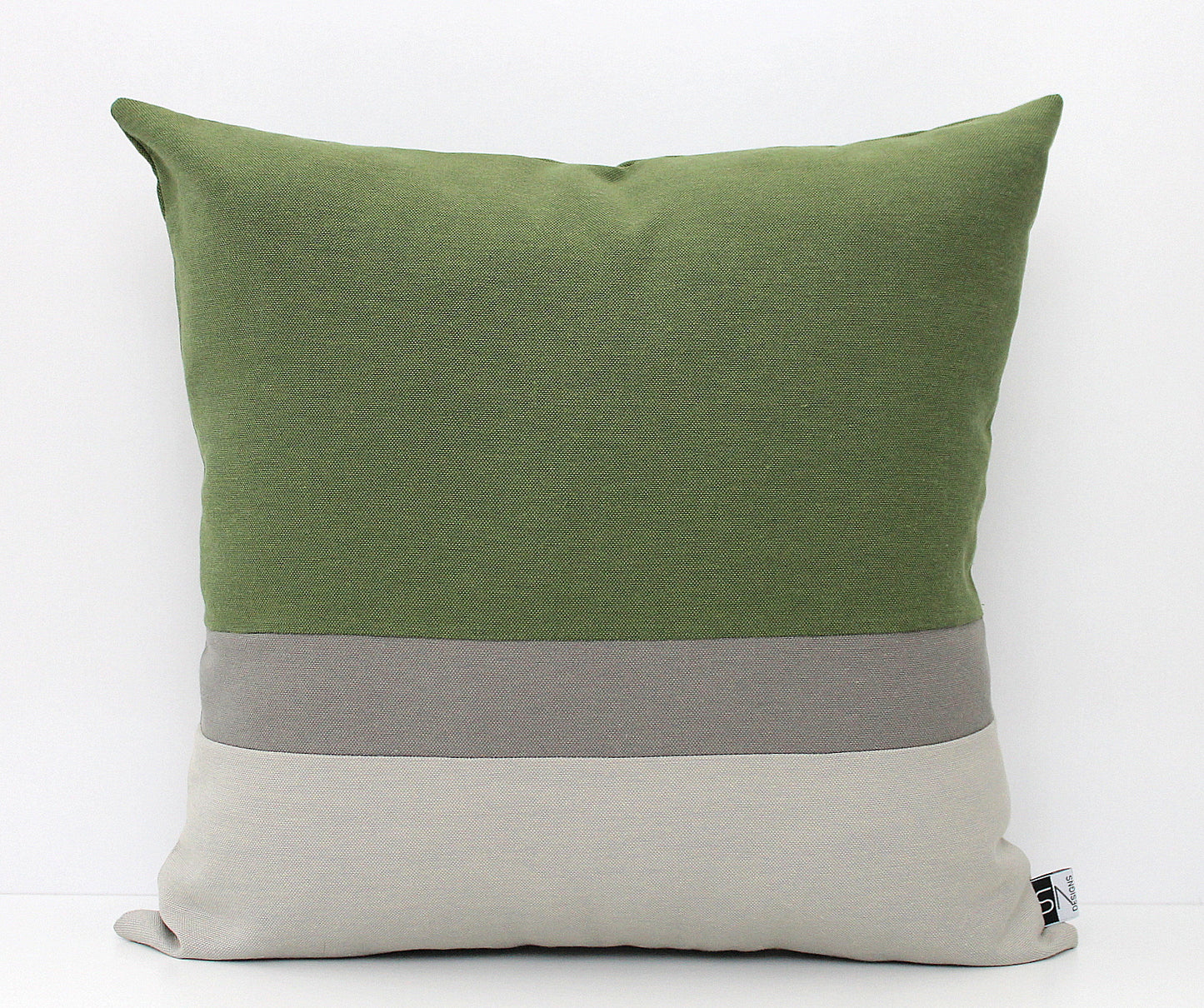 Olive Green and Grey Colorblock Lumbar Pillow Cover