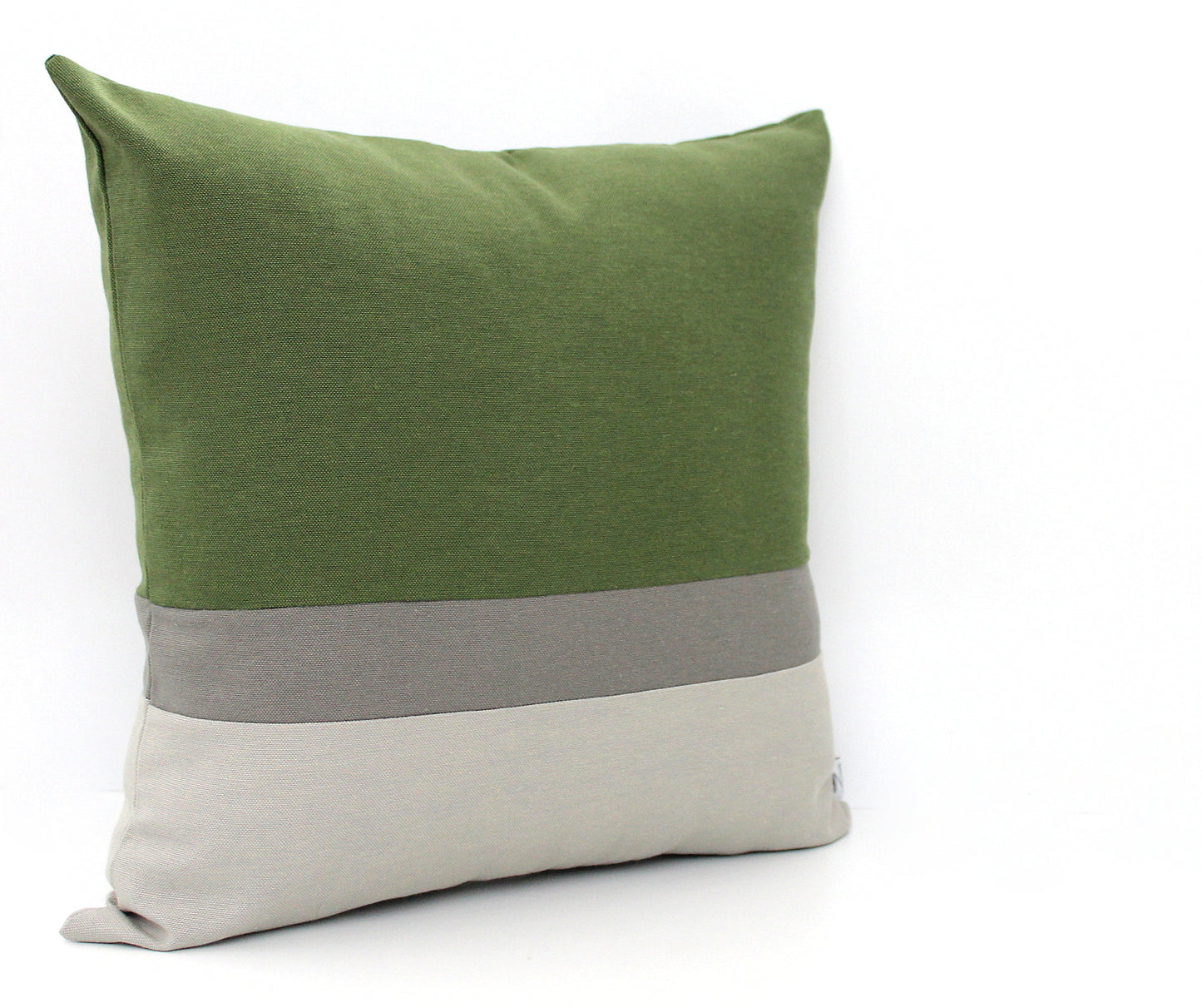 Olive Green and Grey Colorblock Lumbar Pillow Cover