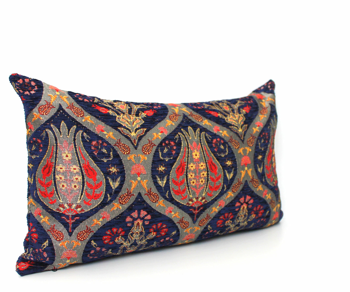 Navy Blue and Gold Ottoman Turkish Pillow Cover