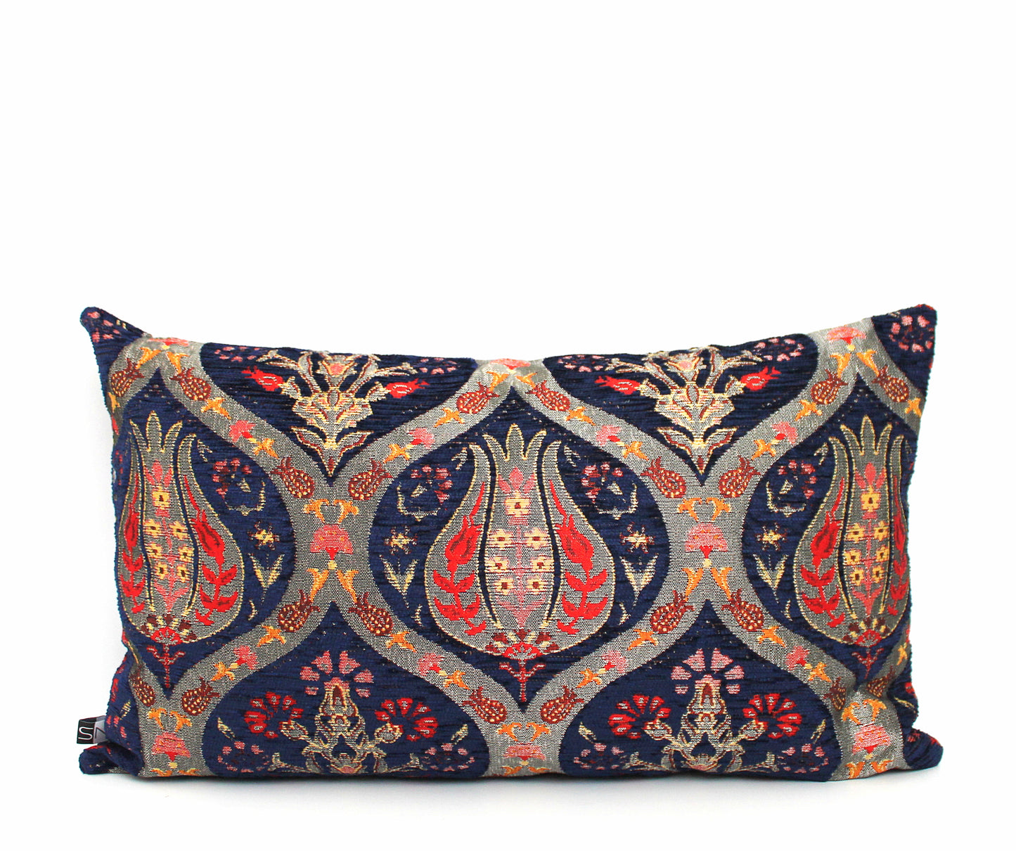 Navy Blue and Gold Ottoman Turkish Pillow Cover