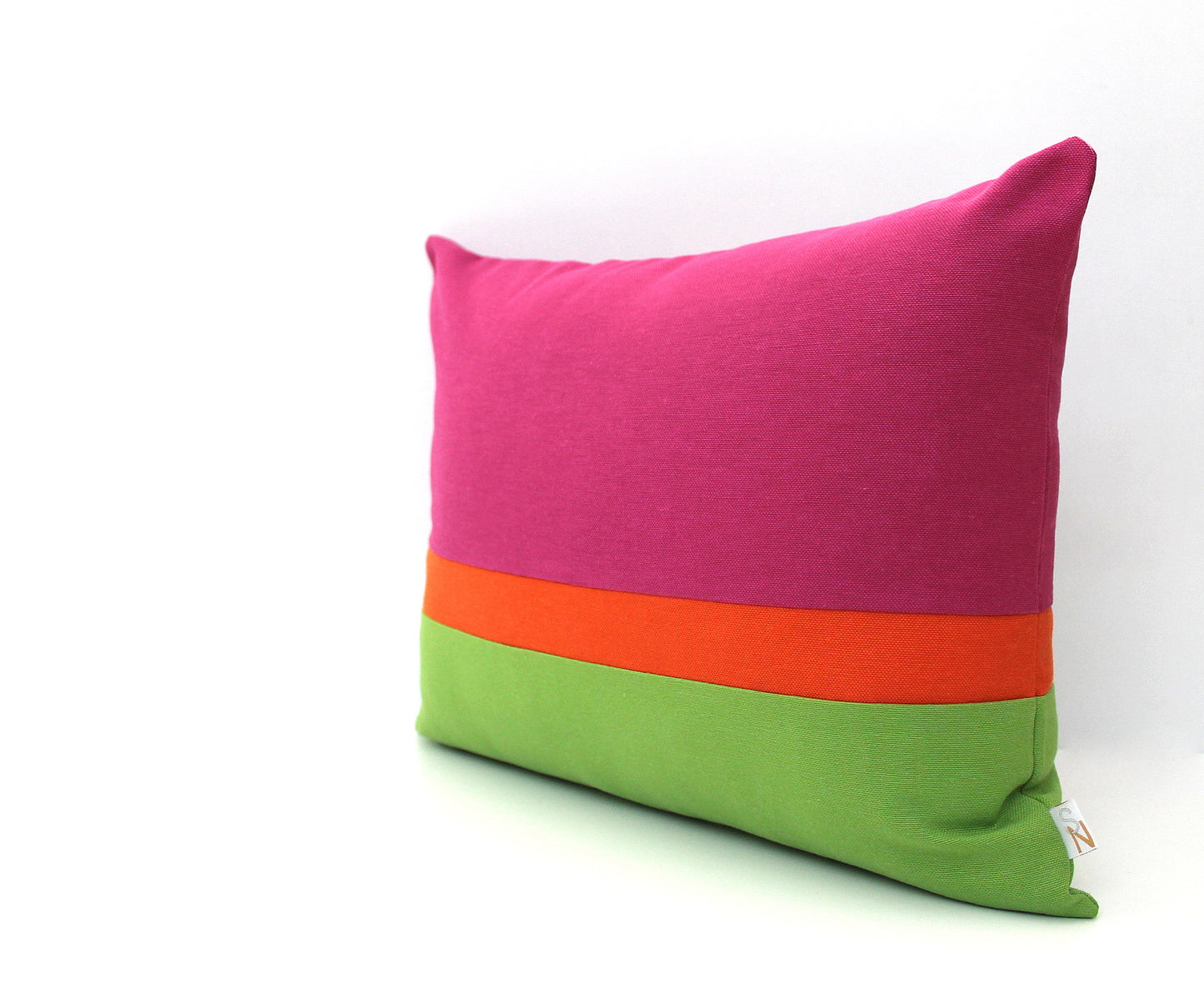 Hot Pink, Orange and Bright Green Colorblock Pillow Cover