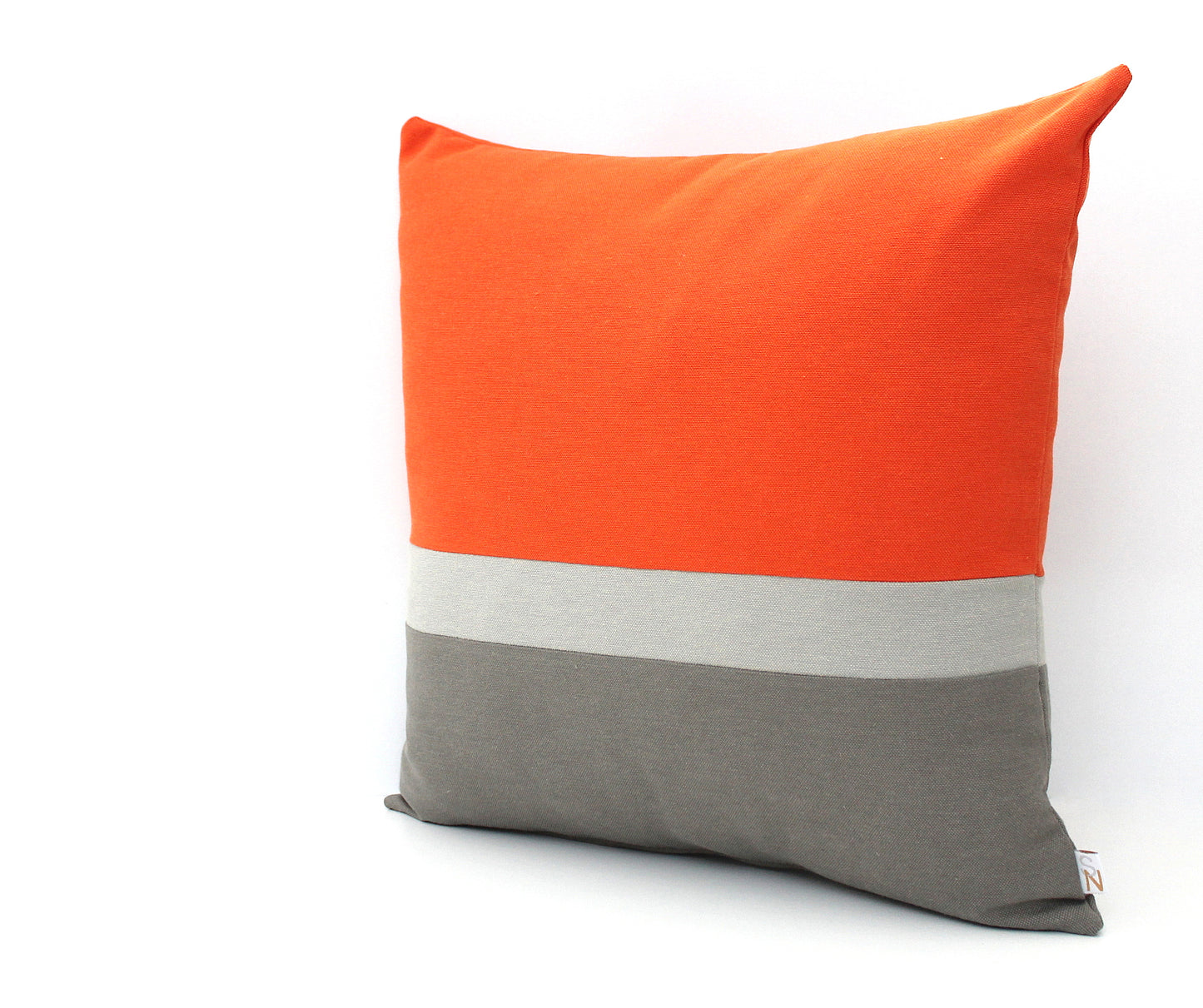 Orange and Grey Color Block Pillow Cover