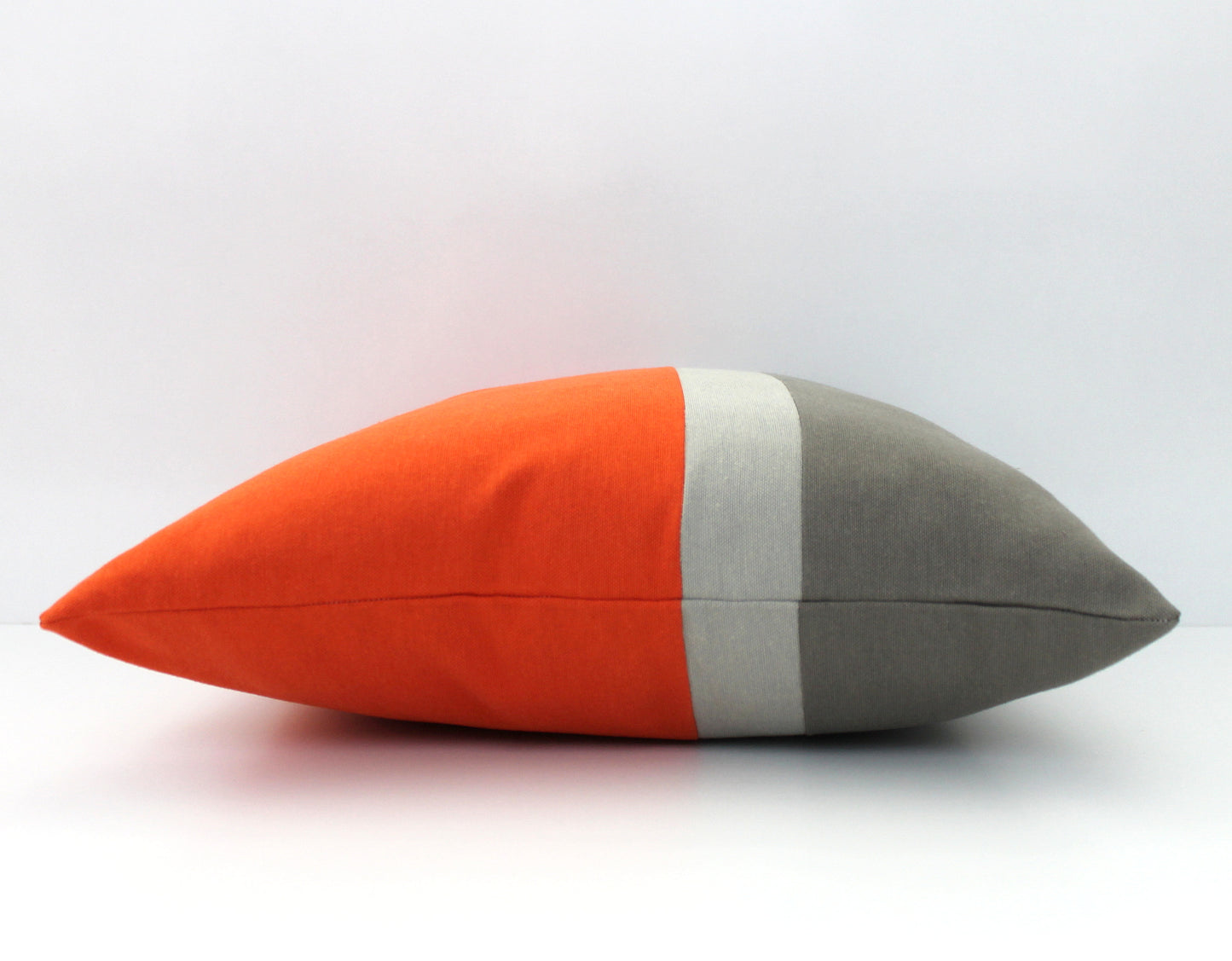 Orange and Grey Color Block Pillow Cover