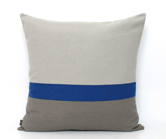 Dark Cobalt Blue and Grey Colorblock Pillow Cover