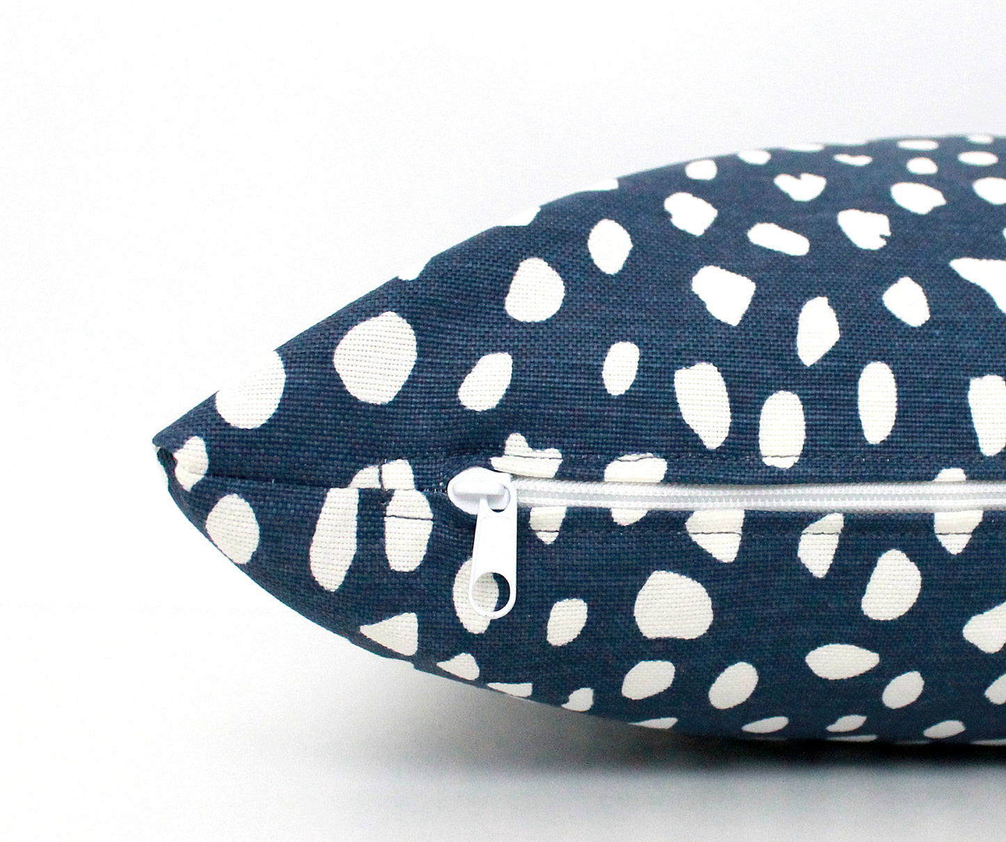 Navy Blue and White Spots Lumbar Pillow Cover