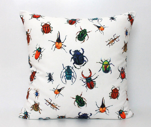 Beetles Throw Pillow Cover - Bug Print Throw Pillow