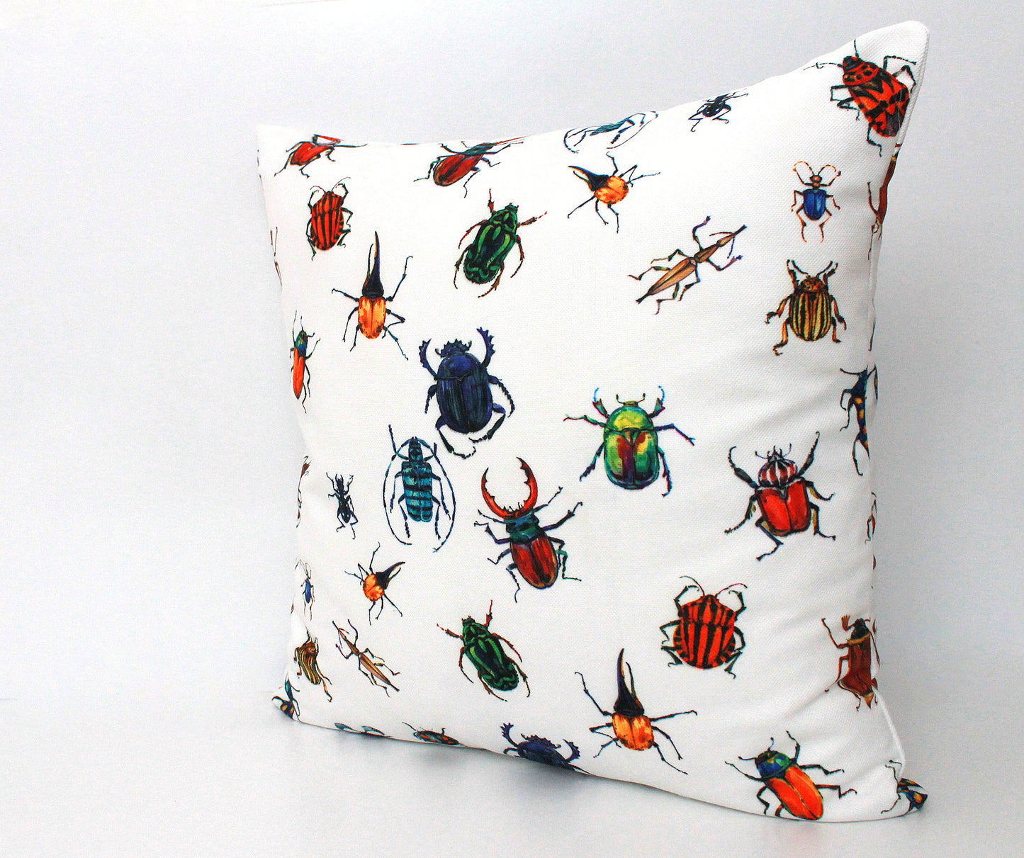 Beetles Throw Pillow Cover - Bug Print Throw Pillow